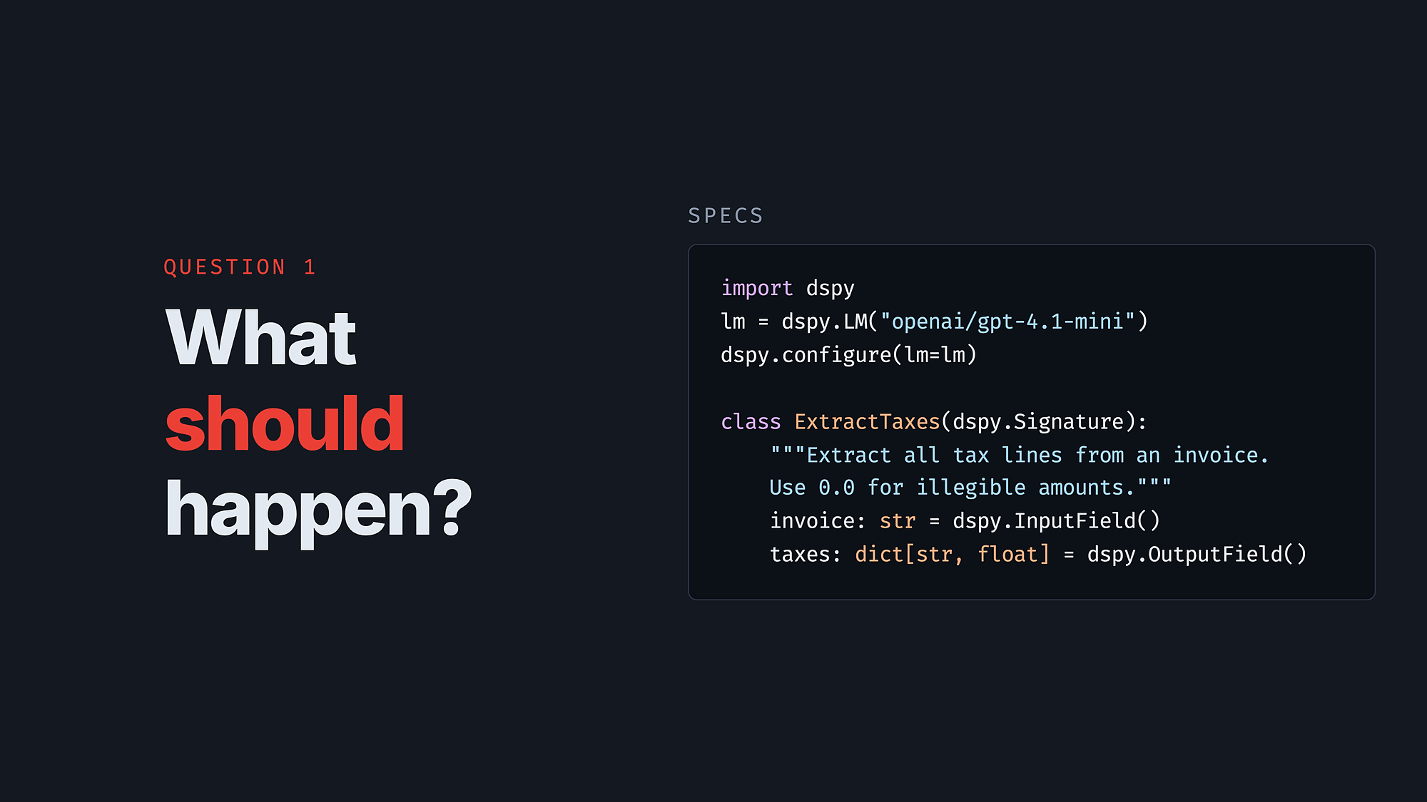 Slide: what should happen is the signature's job